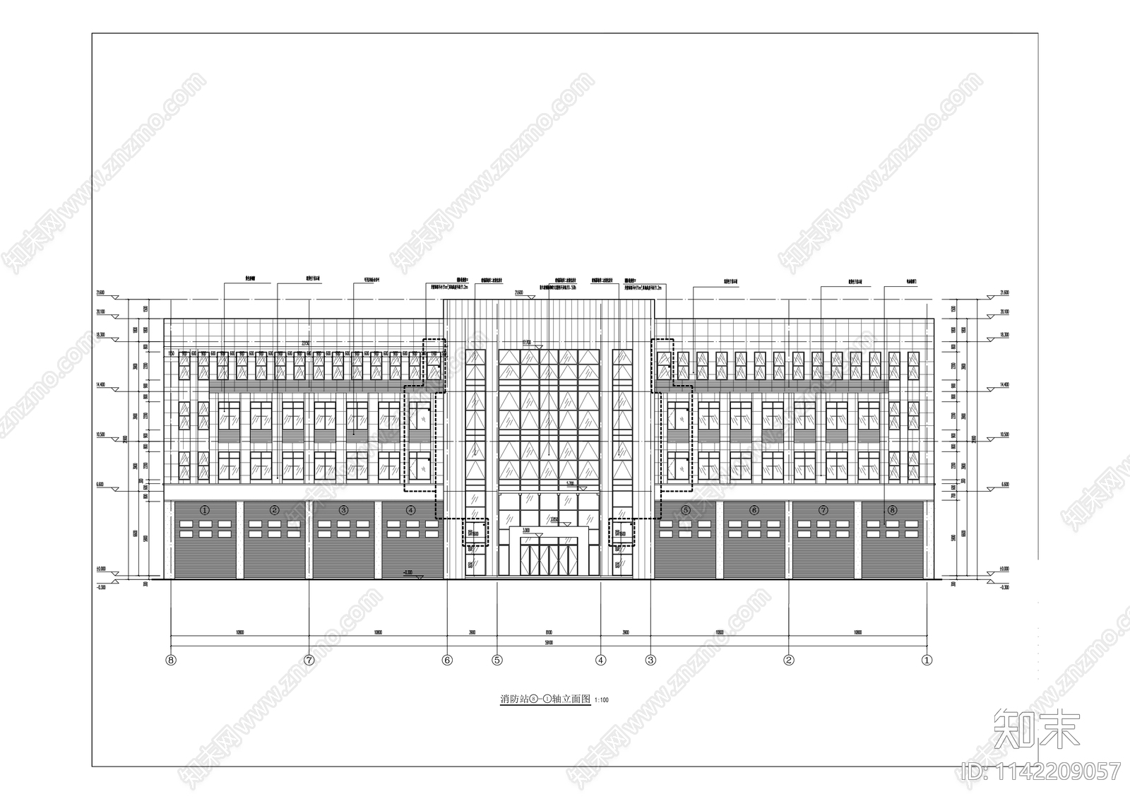 前沿科技城N标准分区消防站建筑施工图下载【ID:1142209057】