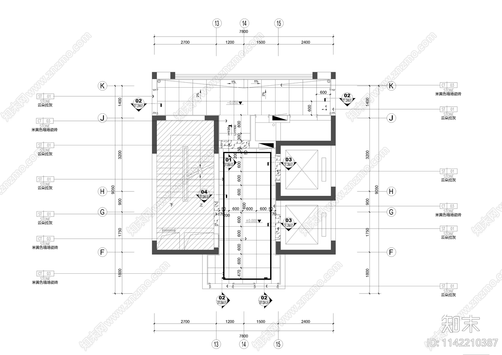 住宅电梯间cad施工图下载【ID:1142210387】