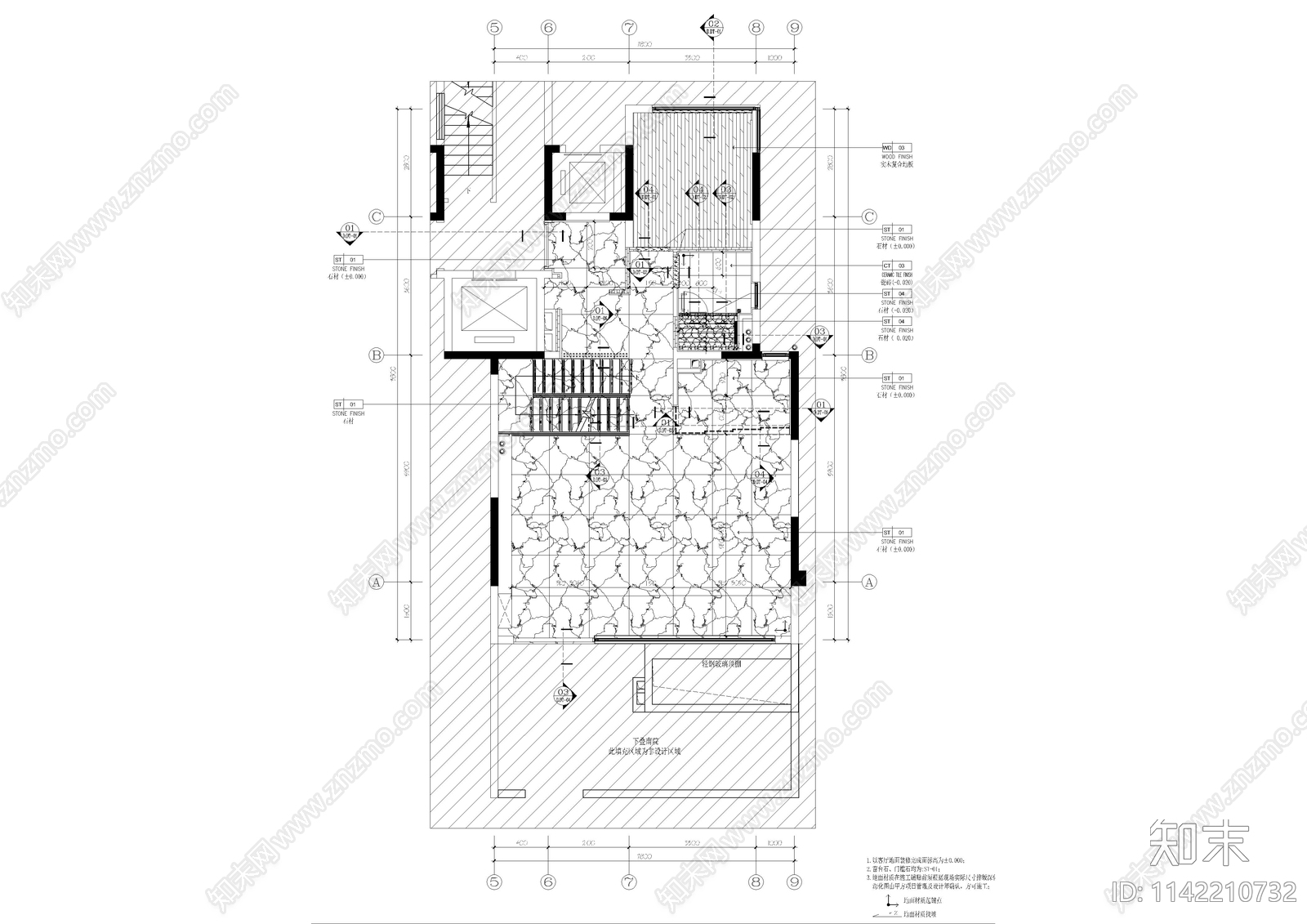 精装叠拼别墅样板间cad施工图下载【ID:1142210732】