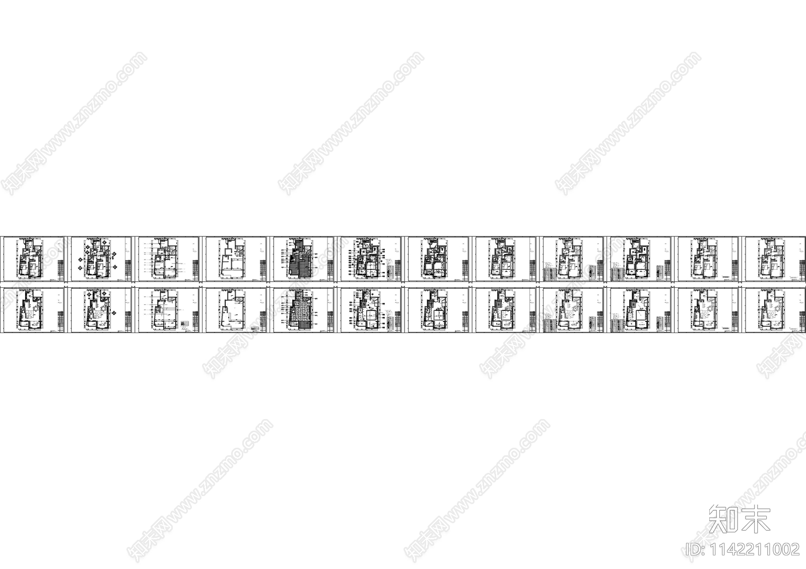 现代简约万科复式样板间全套cad施工图下载【ID:1142211002】