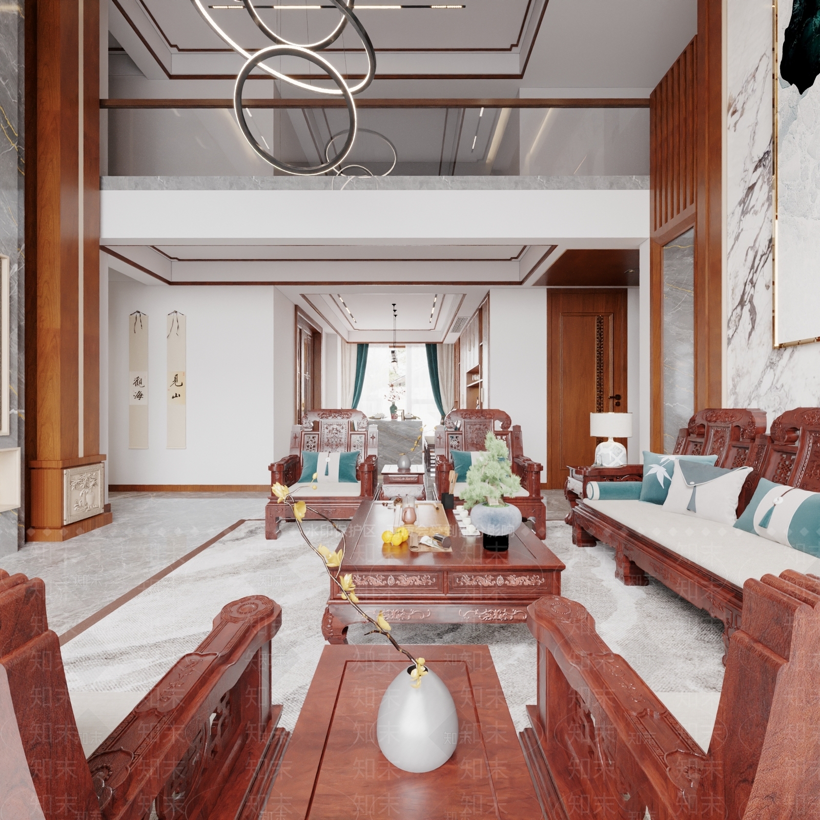 中式跳空别墅客餐厅3D模型2016版本3D模型下载【ID:1142211329】