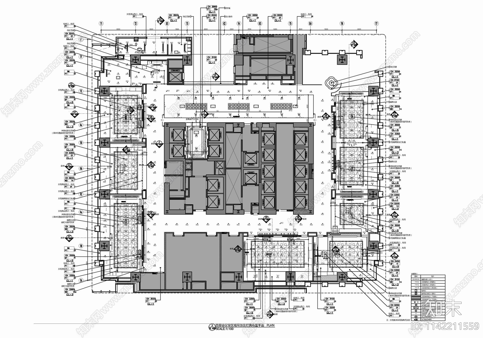 商务会议中心室内cad施工图下载【ID:1142211559】