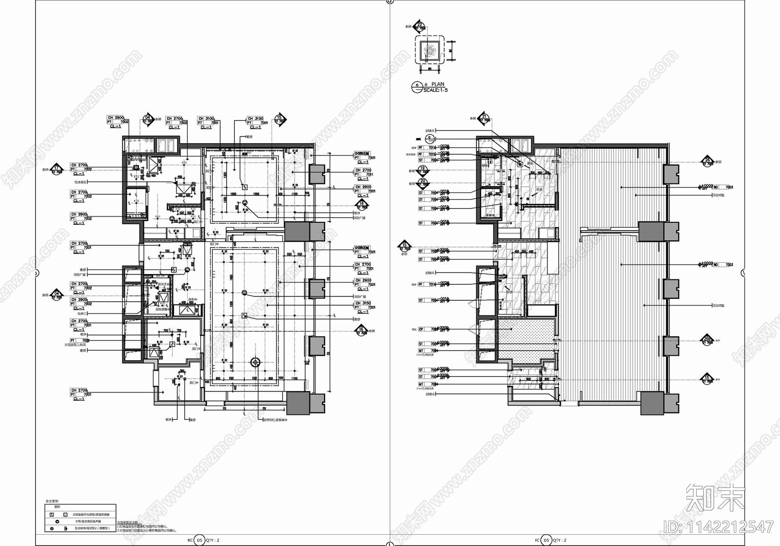 酒店客房cad施工图下载【ID:1142212547】