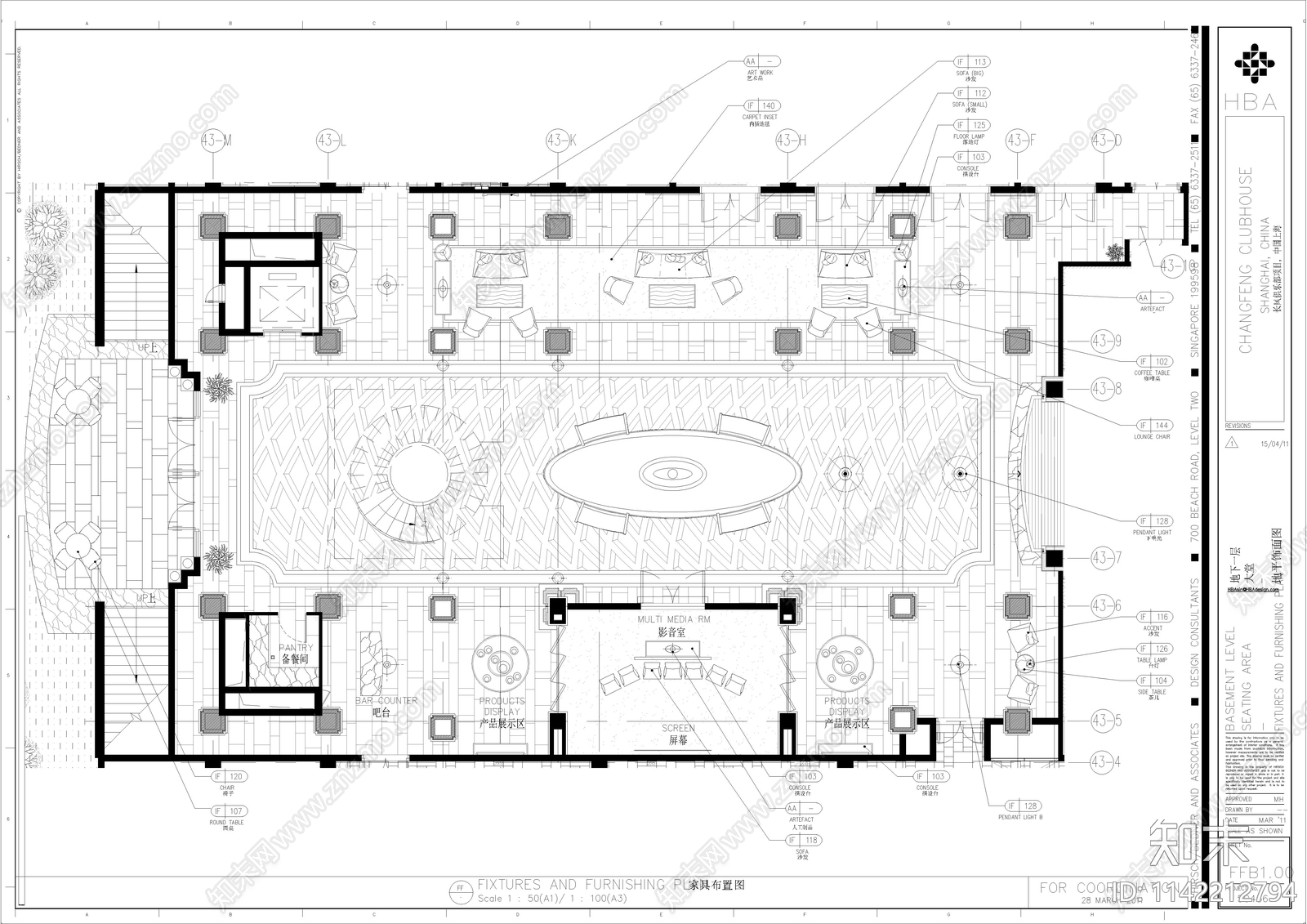 紫御世家会所室内cad施工图下载【ID:1142212794】