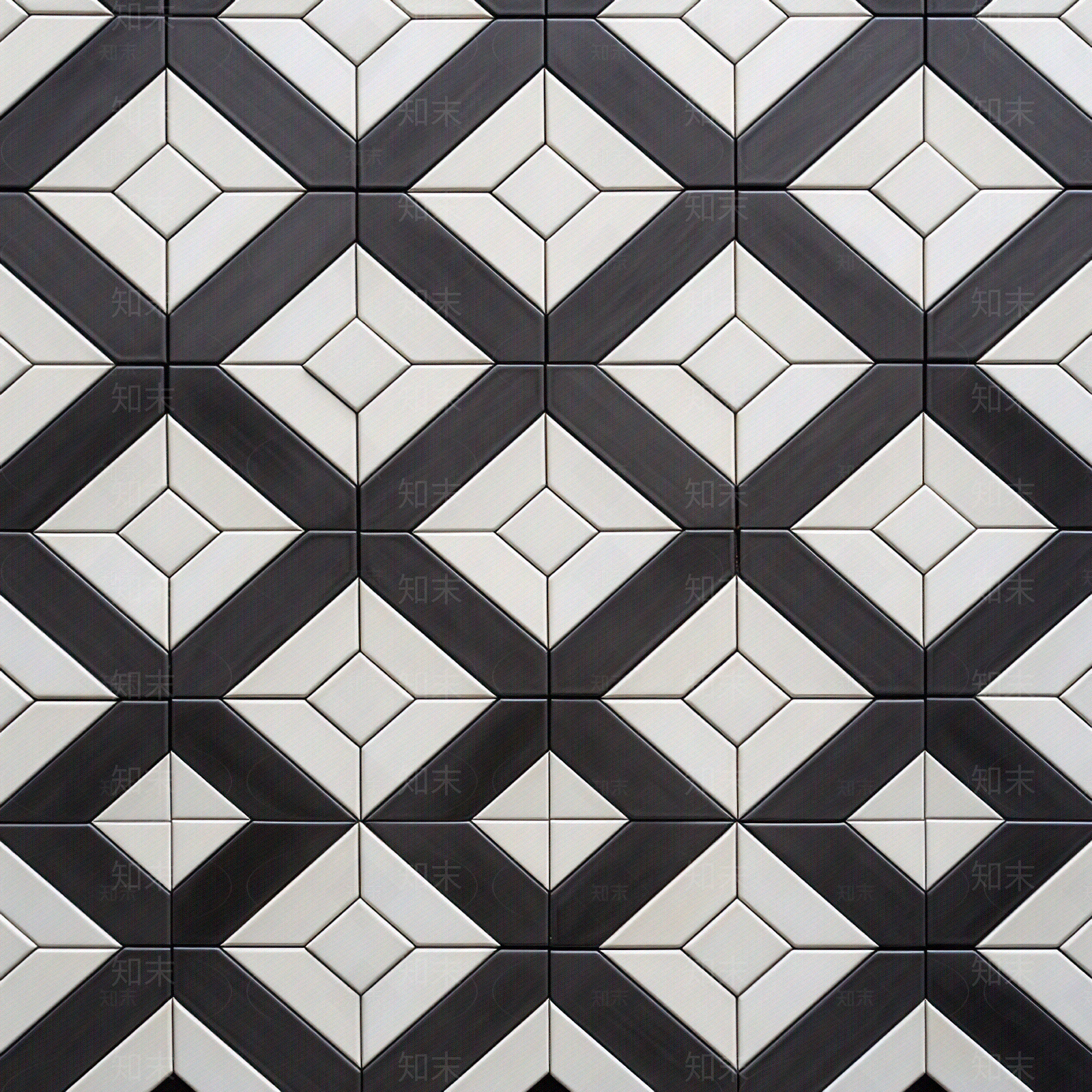 现代简约黑白拼花瓷砖贴图下载【ID:1142213618】
