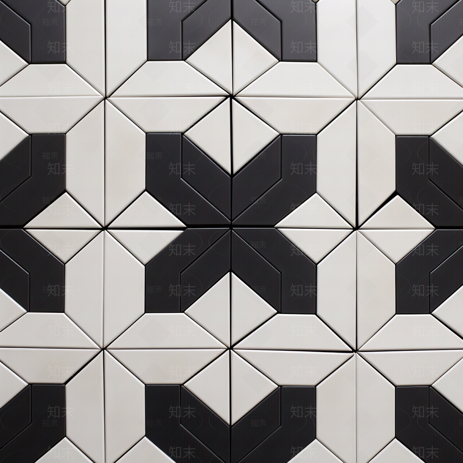 现代简约黑白拼花瓷砖贴图下载【ID:1142213689】