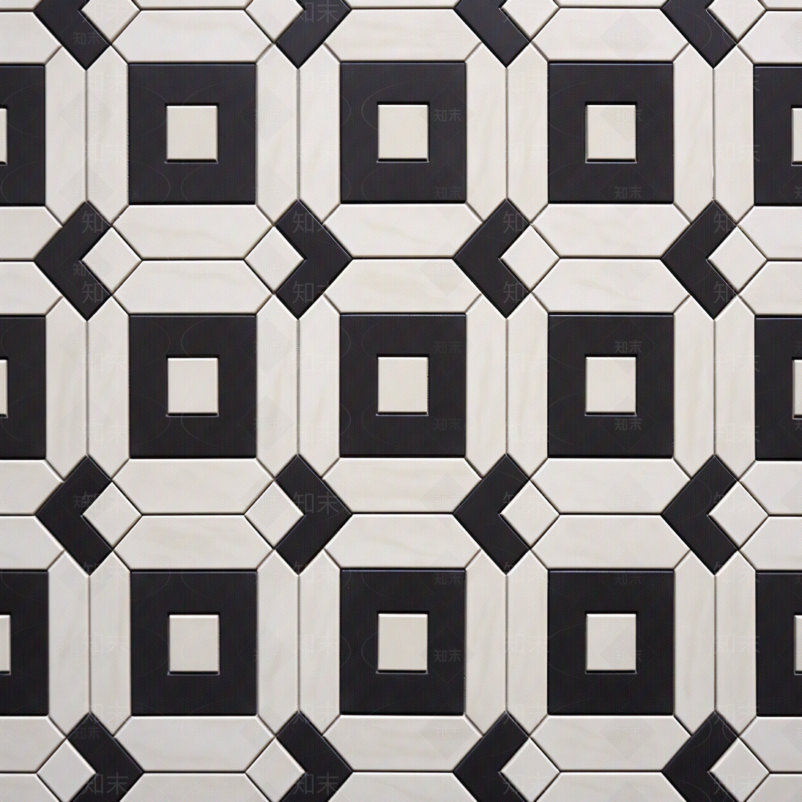 现代简约黑白拼花瓷砖贴图下载【ID:1142213797】