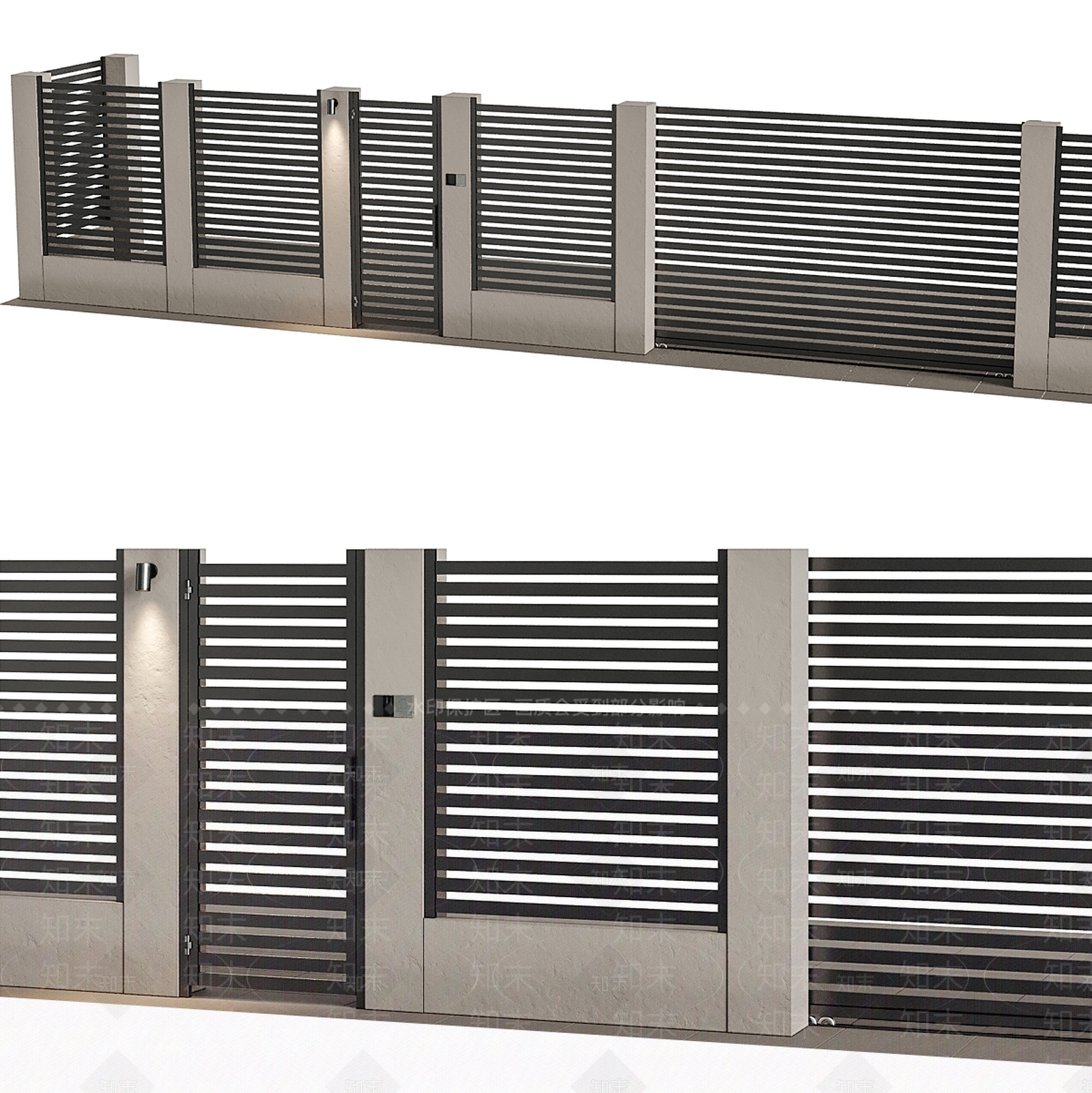现代围墙大门3D模型下载【ID:1142213952】