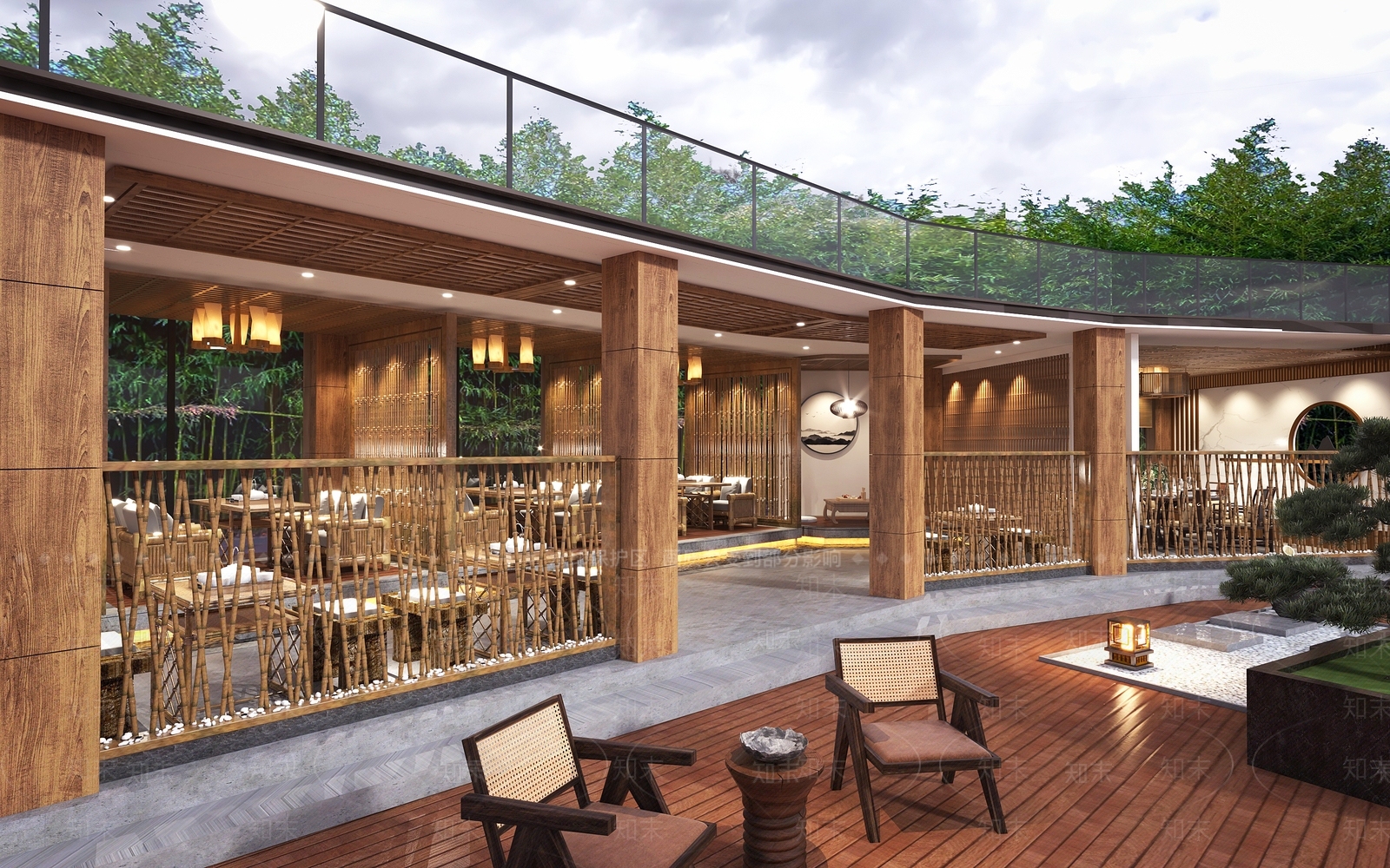 新中式户外茶餐厅3D模型下载【ID:1142214985】