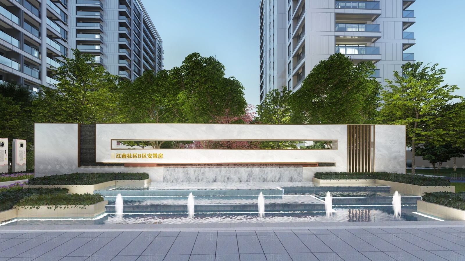 现代小区水景SU模型下载【ID:1142215969】