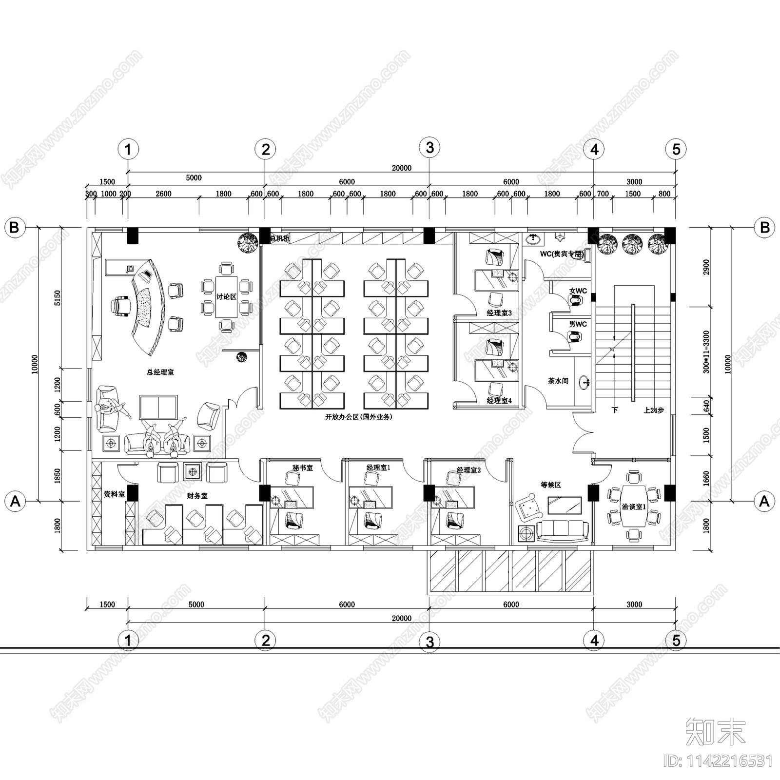 办公空间室内装饰23套cad施工图下载【ID:1142216531】