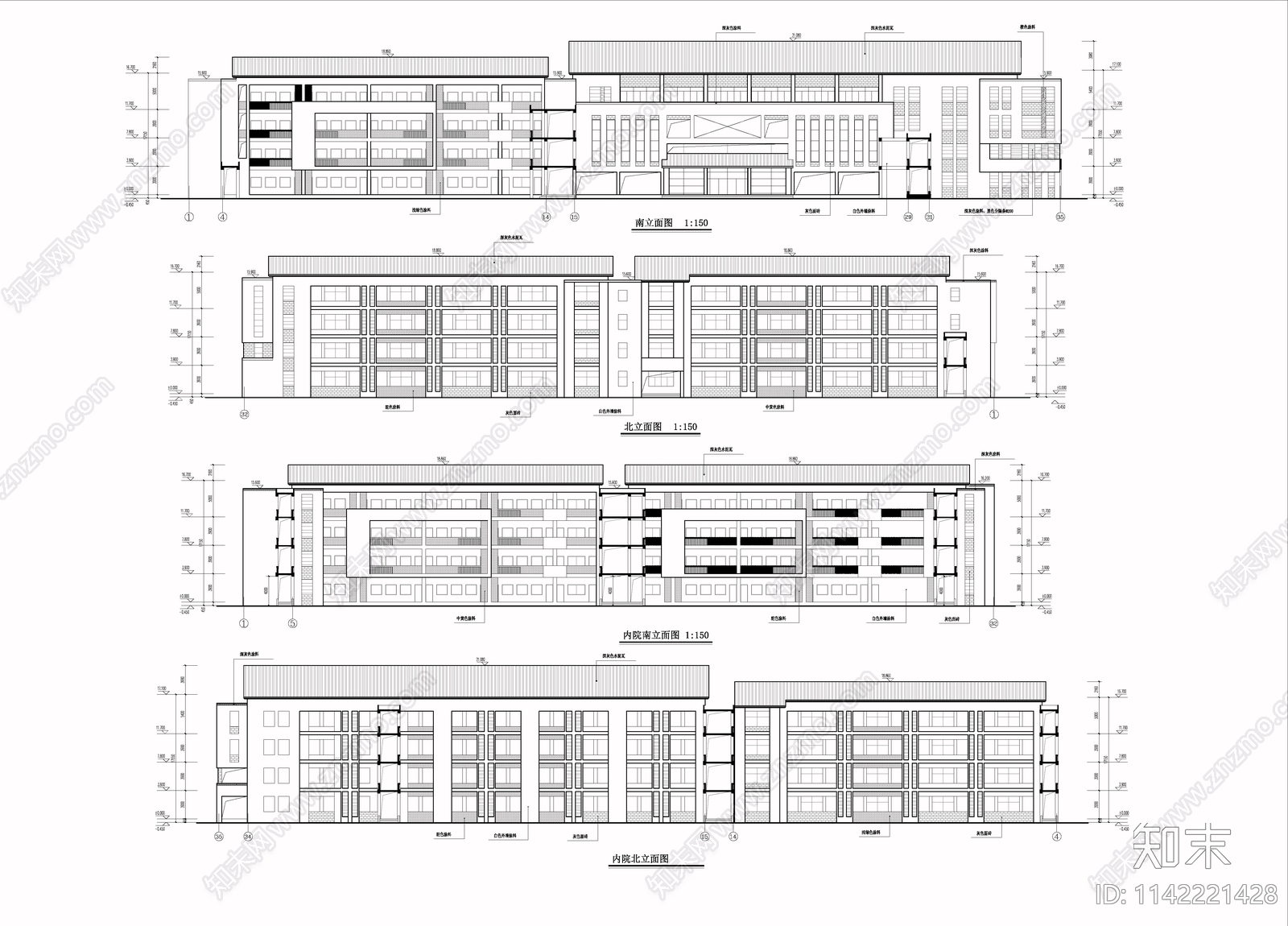 小学教学楼建筑cad施工图下载【ID:1142221428】