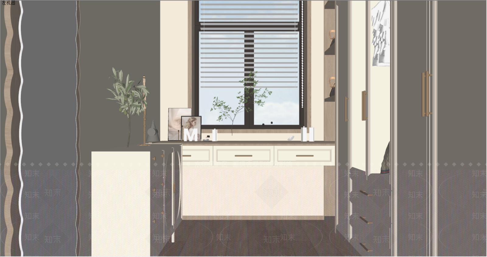 北欧奶油风衣帽间SU模型下载【ID:1142221588】