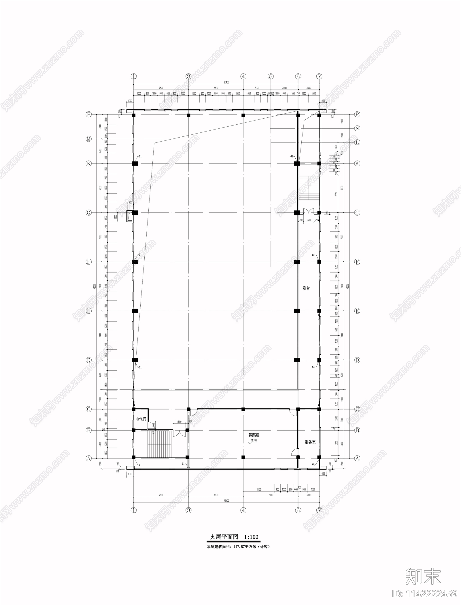 小学食堂和体育馆建筑cad施工图下载【ID:1142222459】