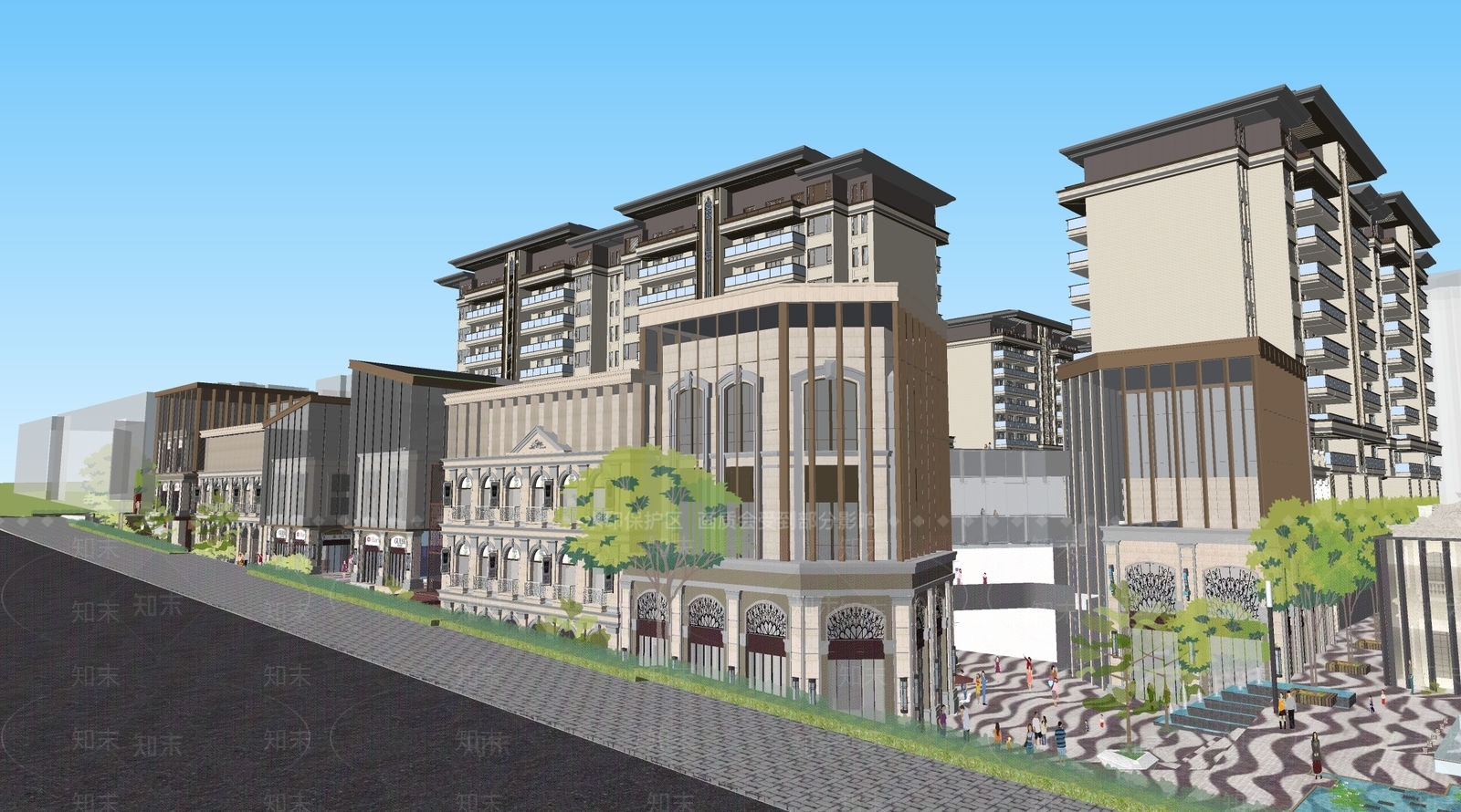现代商业建筑SU模型下载【ID:1142224450】