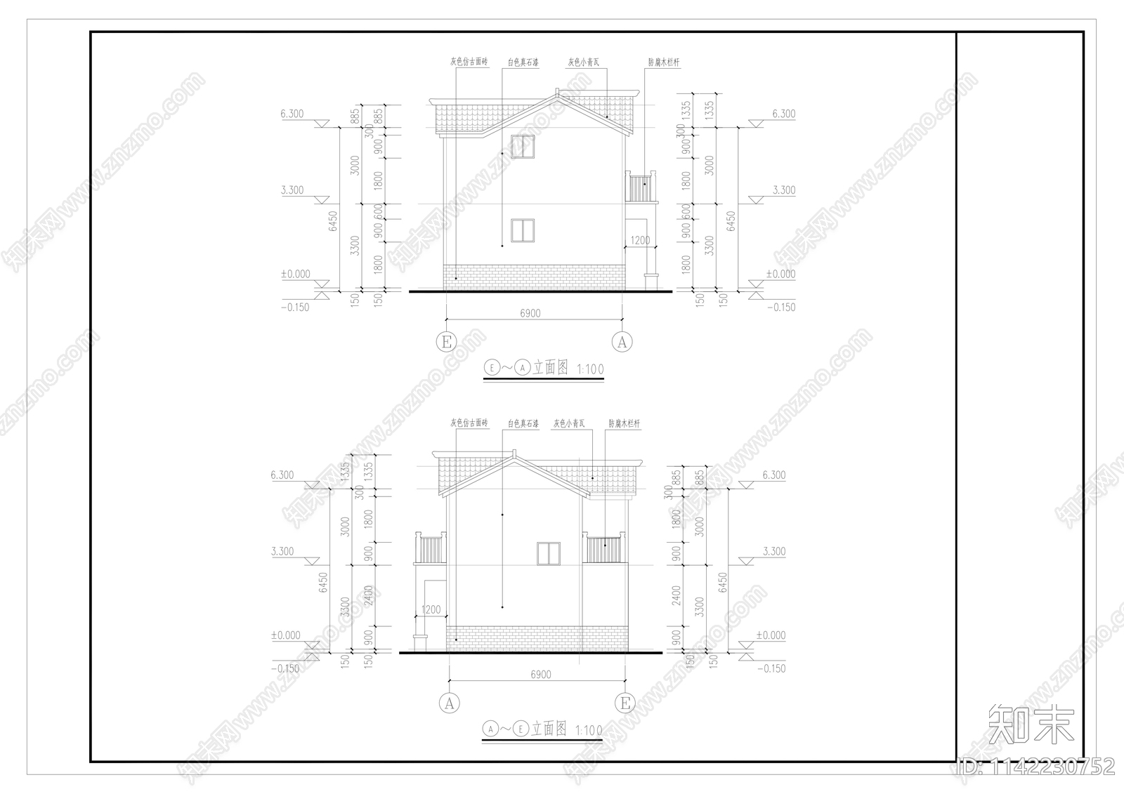 两层新中式农村自建房施工图下载【ID:1142230752】