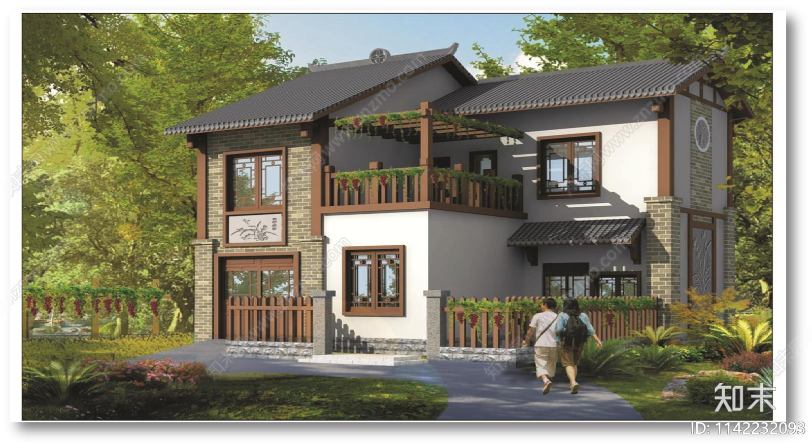 田园风自建房建筑两套施工图下载【ID:1142232093】