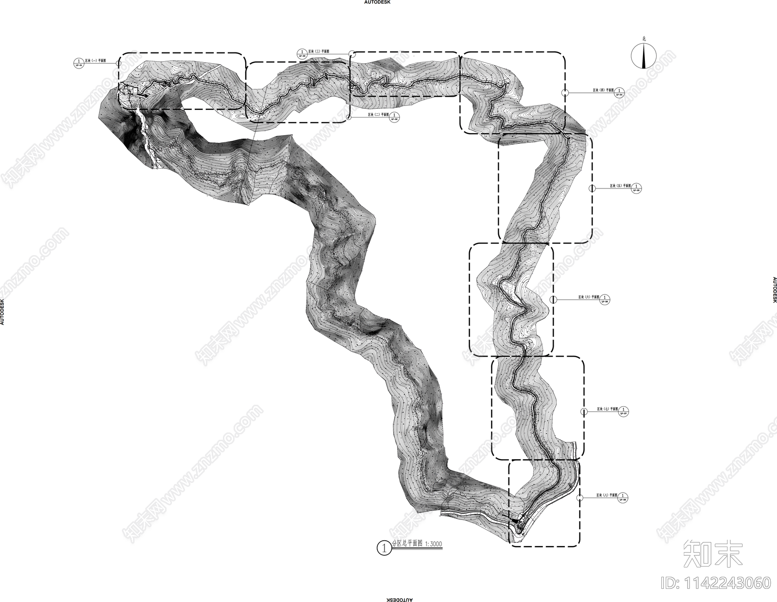 休闲登山步道景观工程cad施工图下载【ID:1142243060】