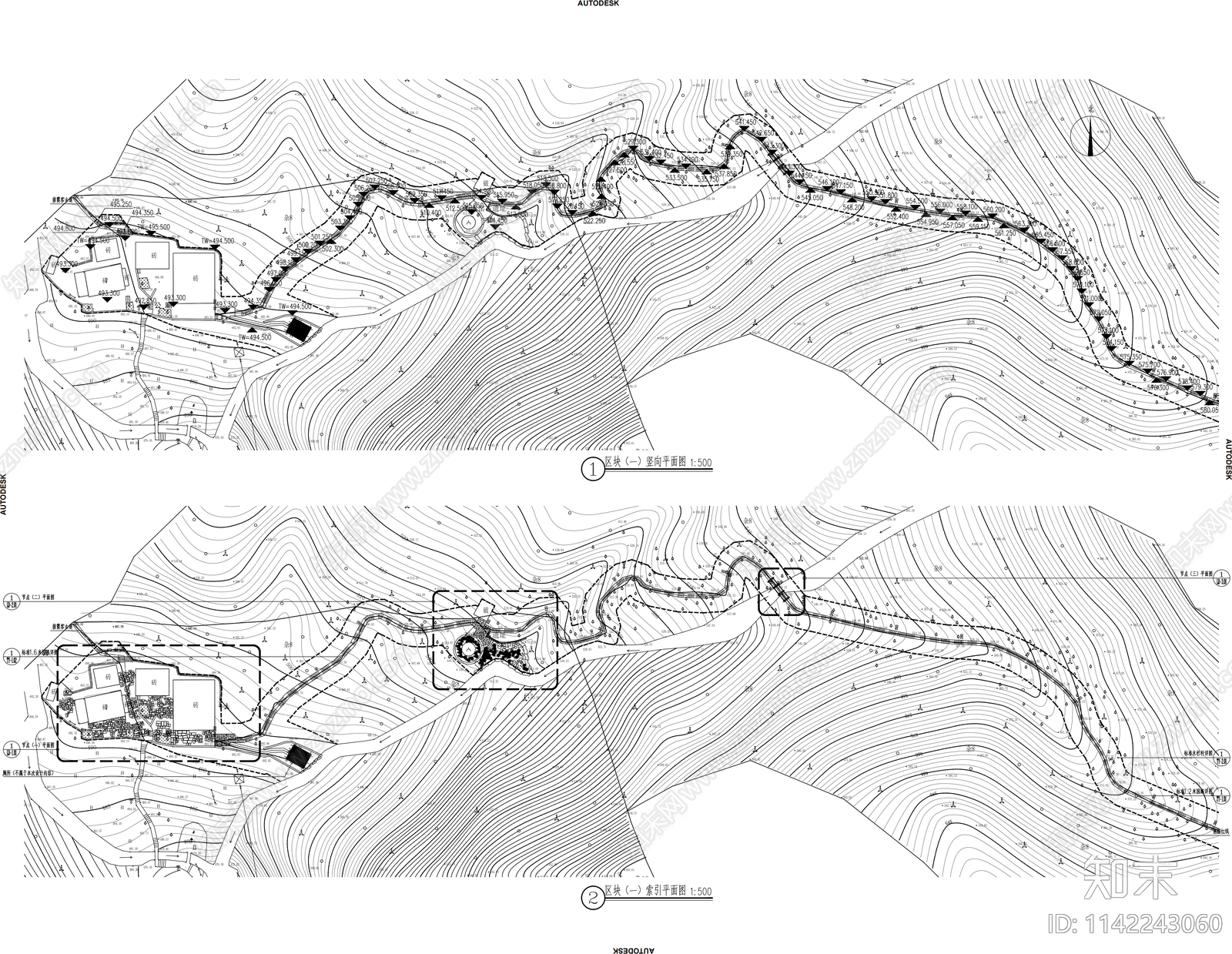 休闲登山步道景观工程cad施工图下载【ID:1142243060】