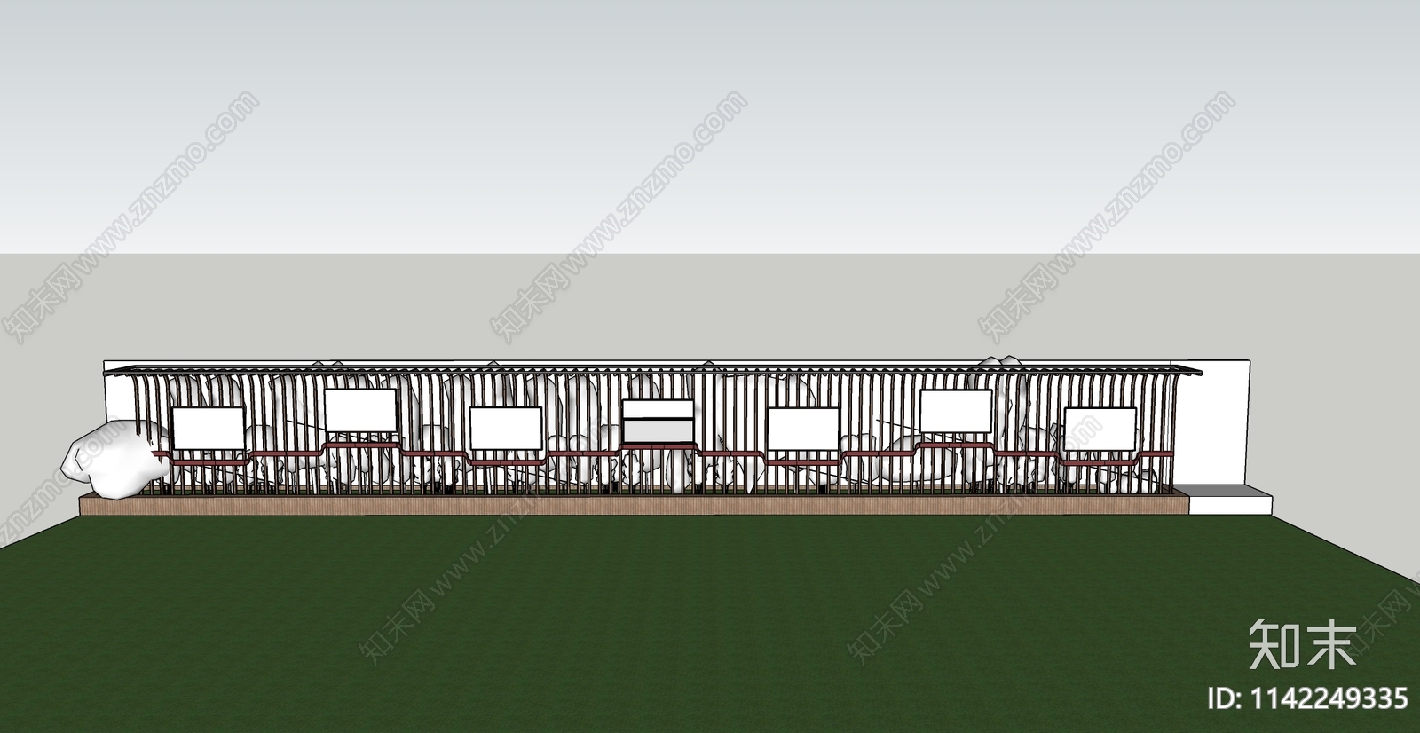 现代校园景观宣传栏SU模型下载【ID:1142249335】