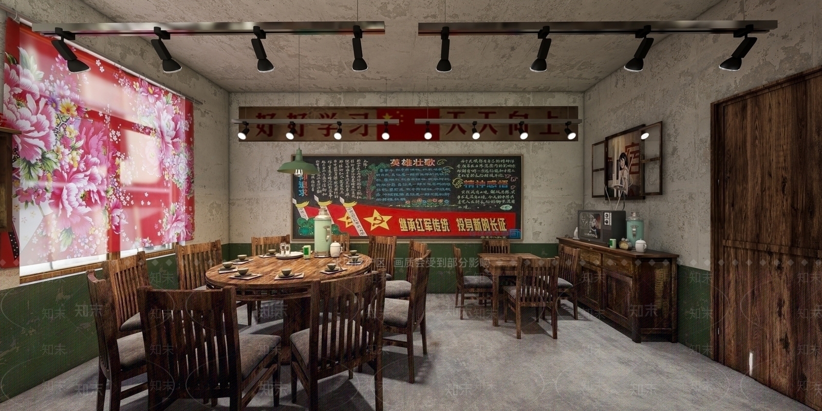 工业风复古火锅店SU模型下载【ID:1142249917】