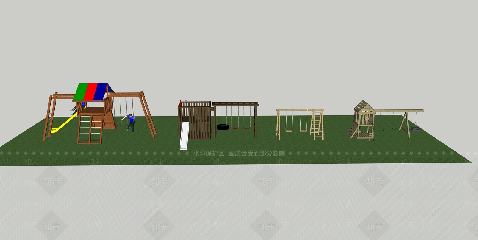 现代儿童秋千SU模型下载【ID:1142250982】