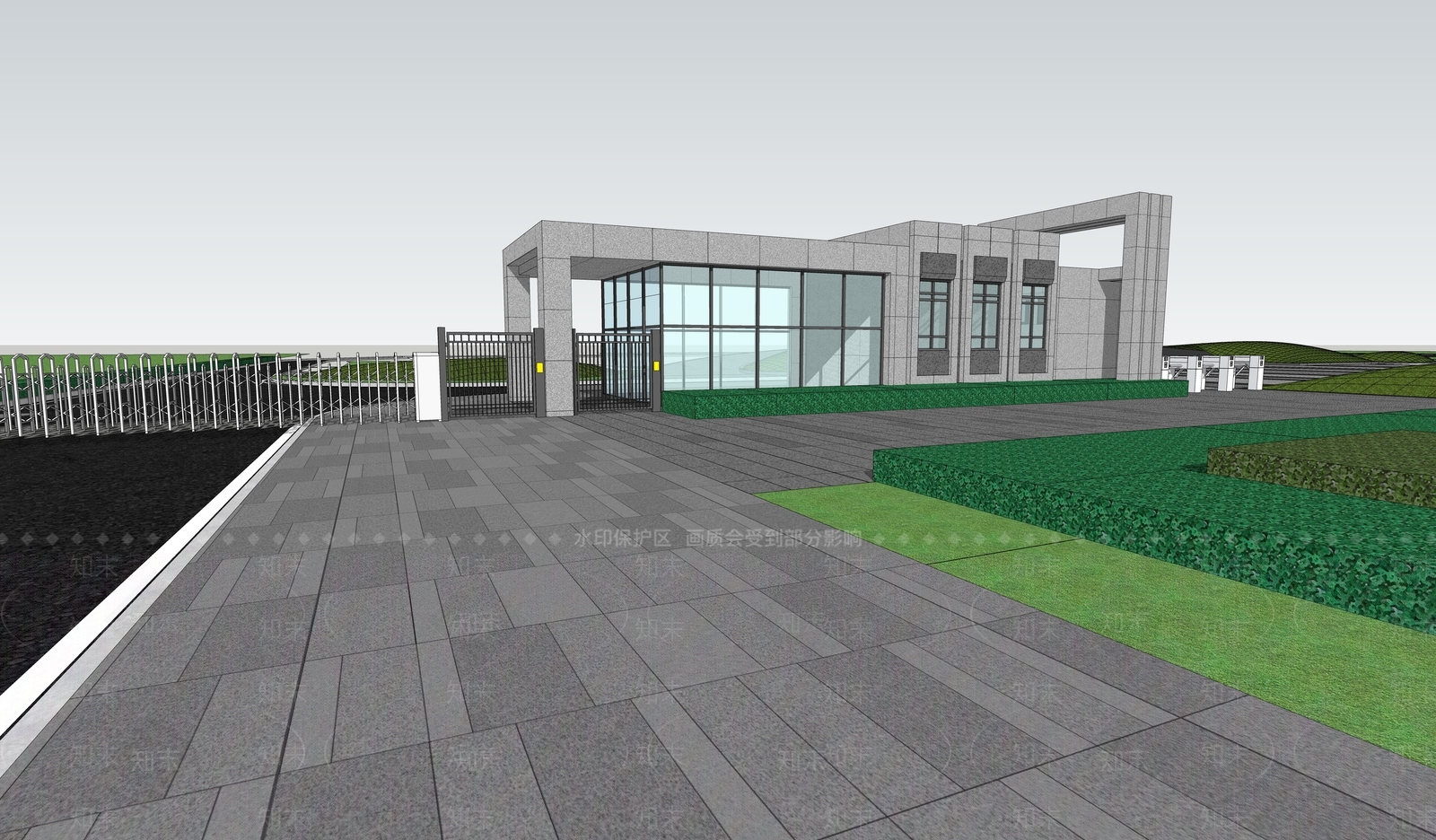 现代厂房大门模型SU模型下载【ID:1142252032】