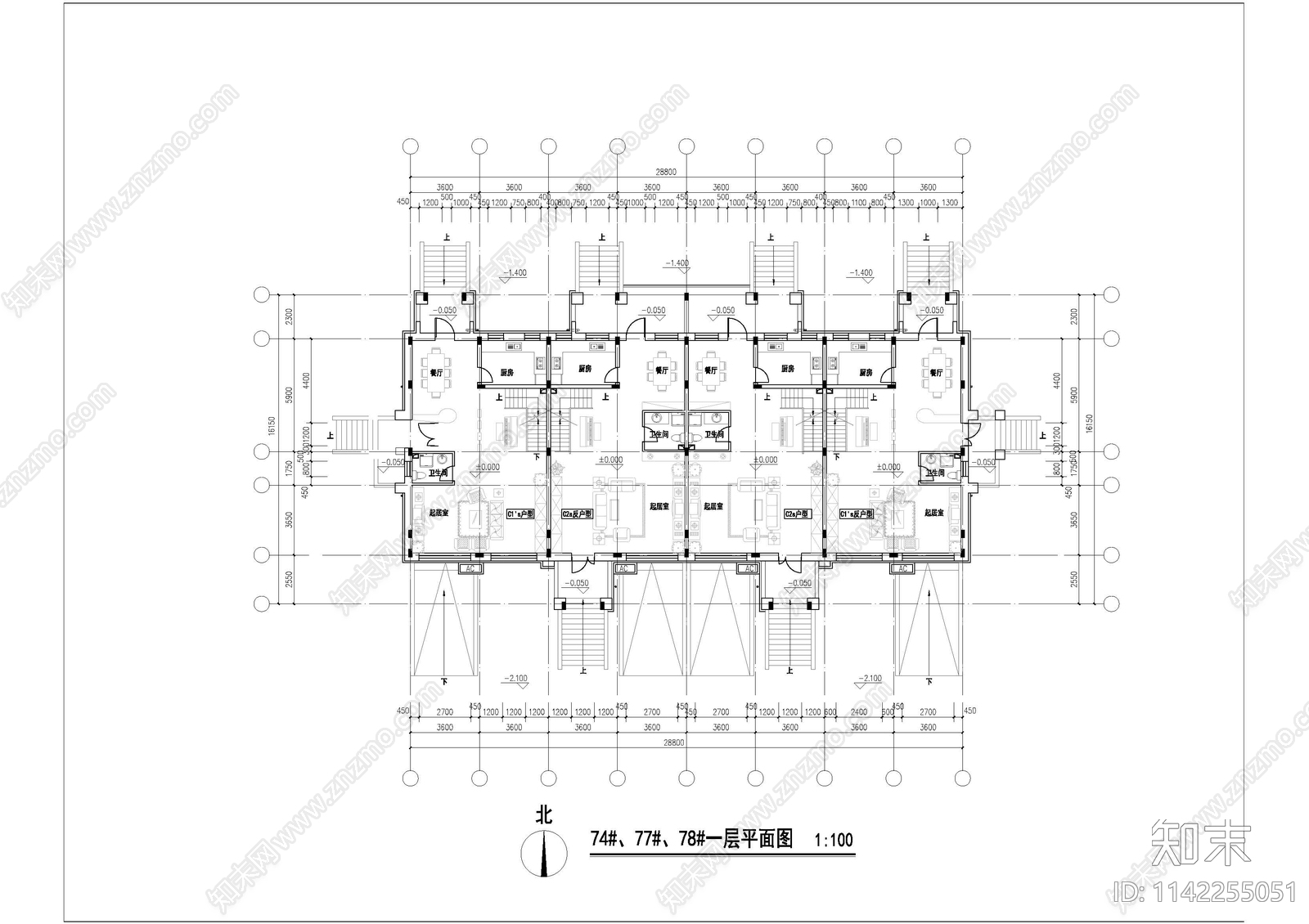 90套联排别墅平面图施工图下载【ID:1142255051】