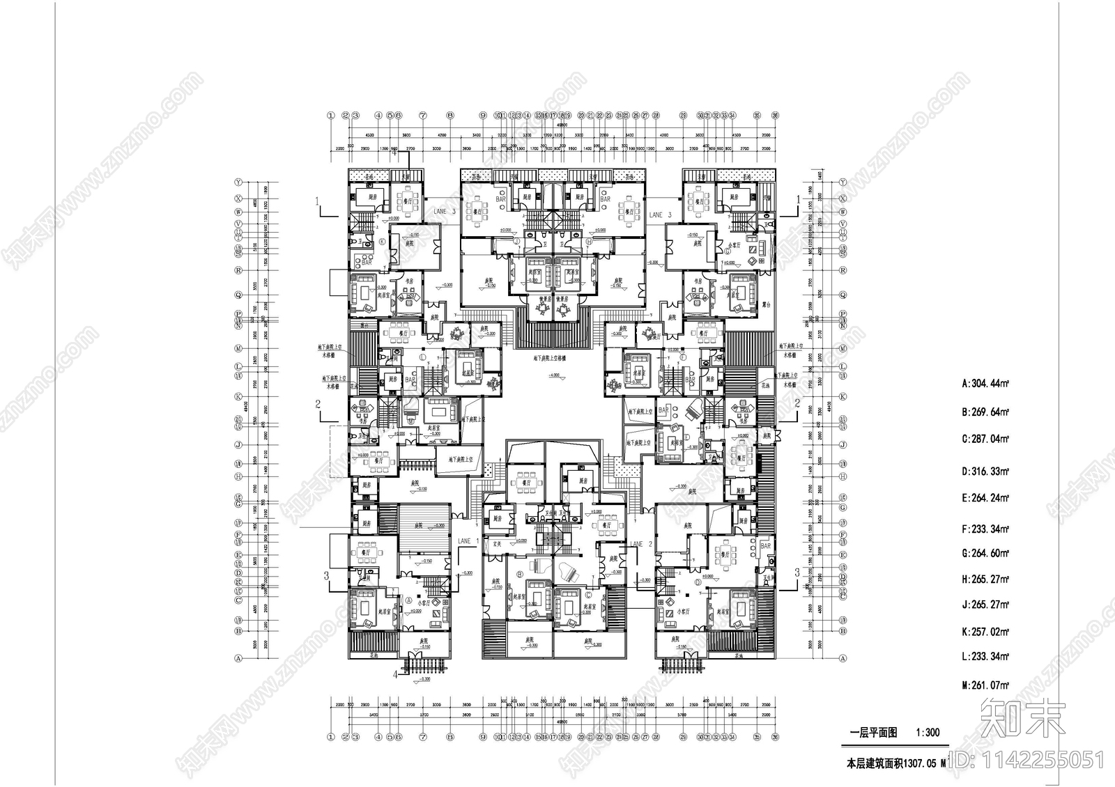 90套联排别墅平面图施工图下载【ID:1142255051】