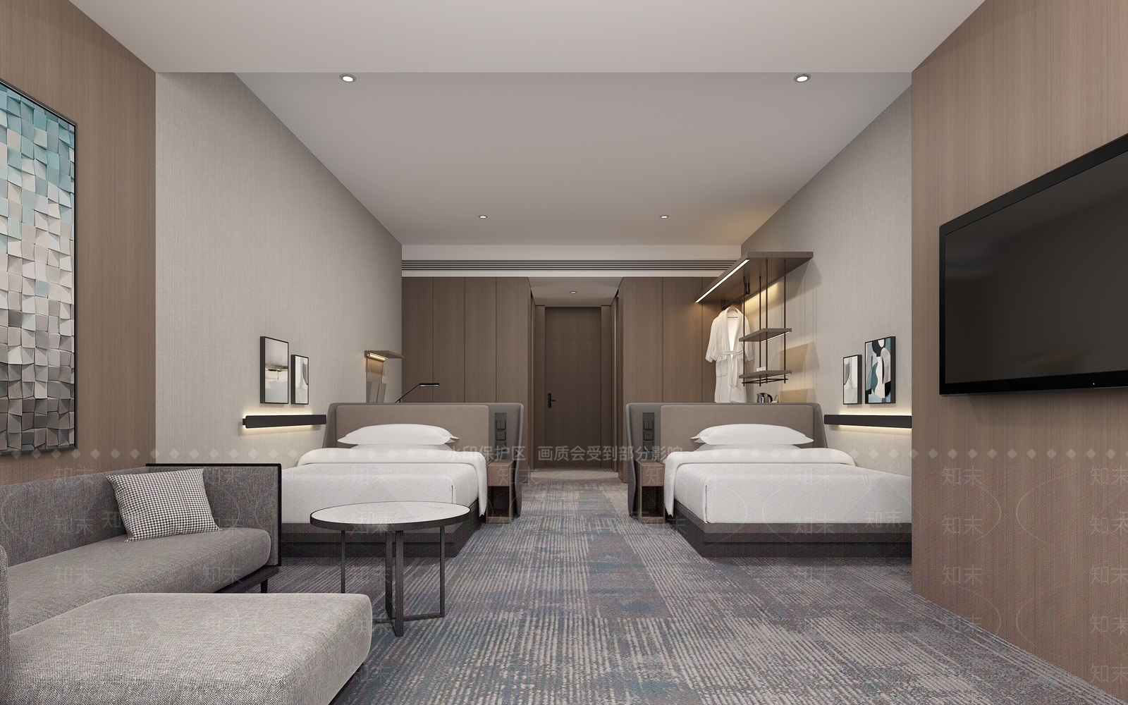 现代酒店客房太空舱3D模型下载【ID:1142258461】