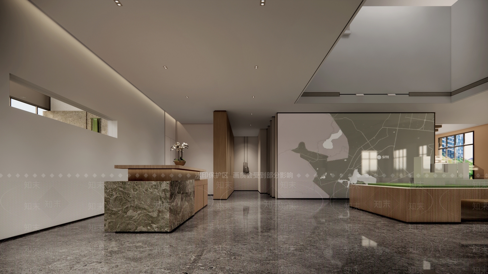 现代售楼处前台服务区SU模型下载【ID:1142258917】