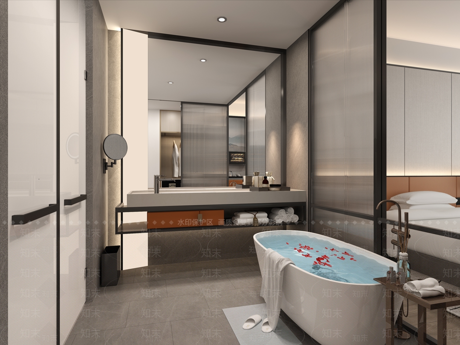 现代酒店客房卫生间3D模型下载【ID:1142264387】_知末3d模型网