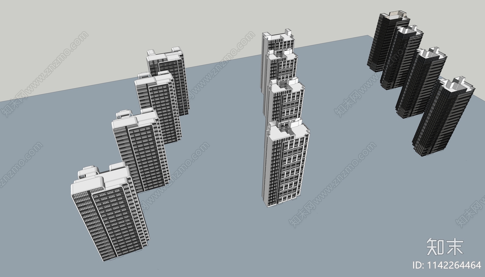 现代高层住宅SU模型下载【ID:1142264464】