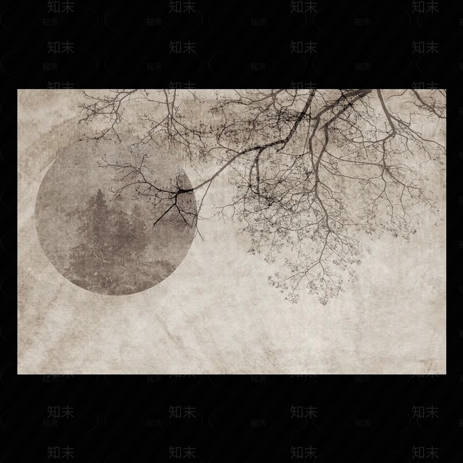 侘寂风客厅装饰画复古意境壁画玄关过道墙挂画极简无框画贴图下载【ID:1142264314】