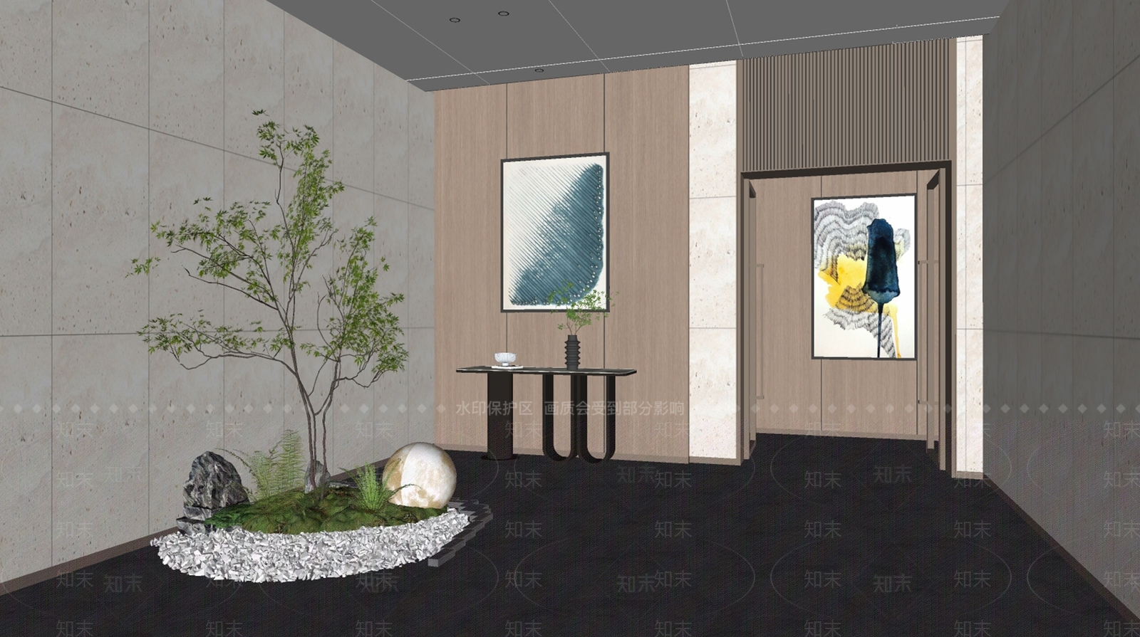 现代电梯厅SU模型下载【ID:1142266134】