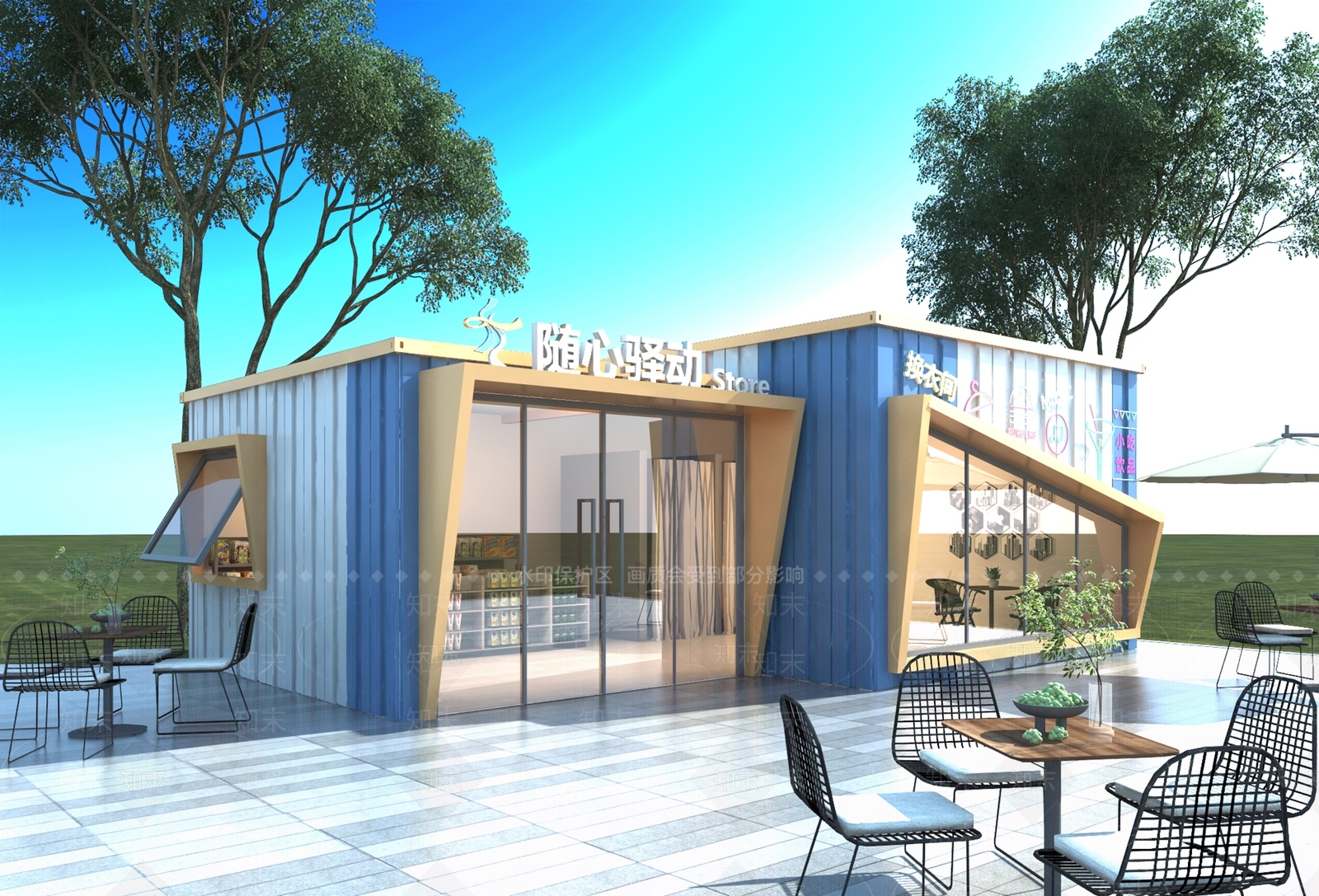 现代集装箱商业建筑SU模型下载【ID:1142267365】