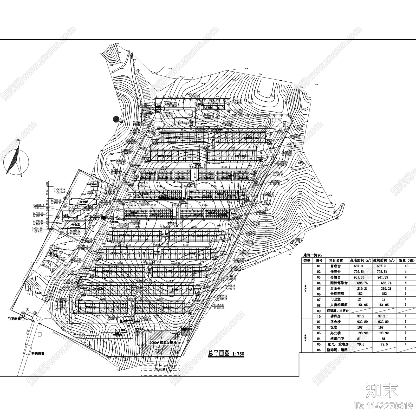 阳东鸡山农场生猪养殖场建筑cad施工图下载【ID:1142270619】