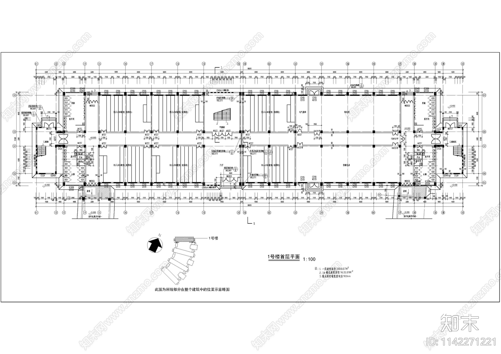 某学院教学楼建筑全套cad施工图下载【ID:1142271221】