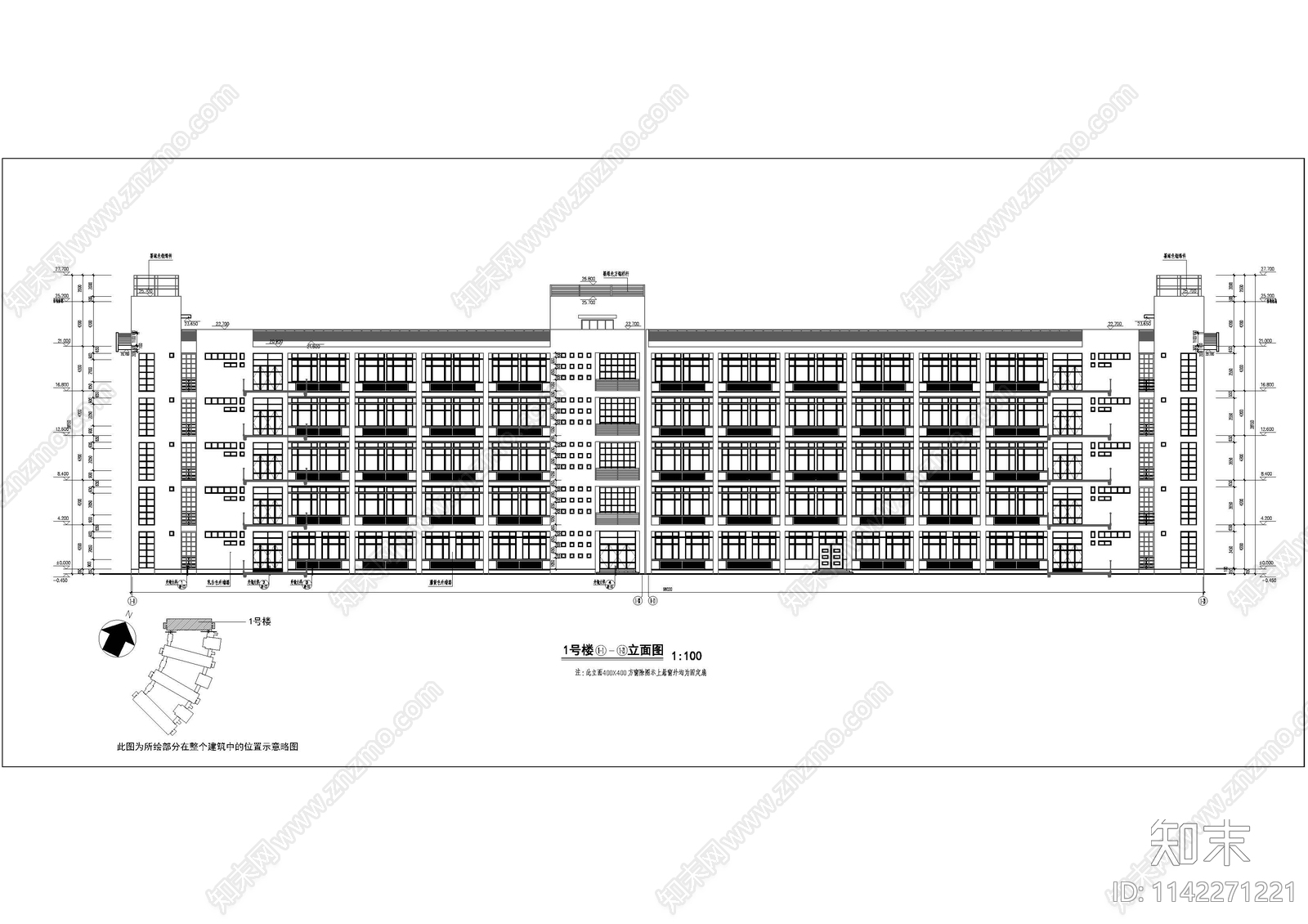 某学院教学楼建筑全套cad施工图下载【ID:1142271221】