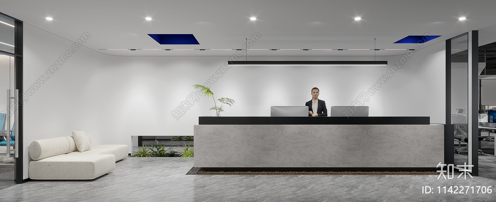 四千平办公室cad施工图下载【ID:1142271706】