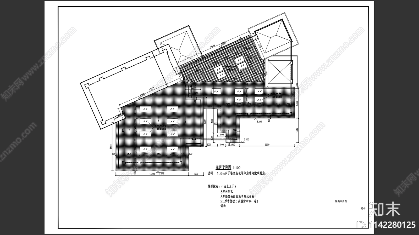 幼儿园屋面加建挡雨棚工程cad施工图下载【ID:1142280125】