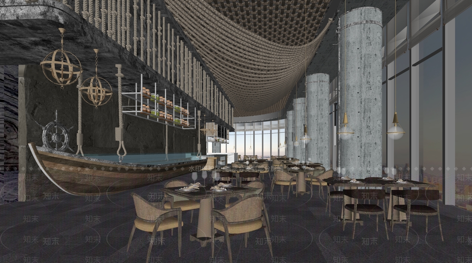 现代酒店餐厅SU模型下载【ID:1142282092】