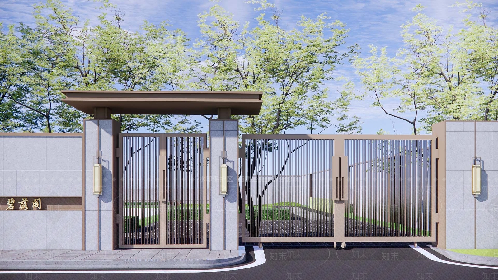 现代小区入户大门SU模型下载【ID:1142282318】