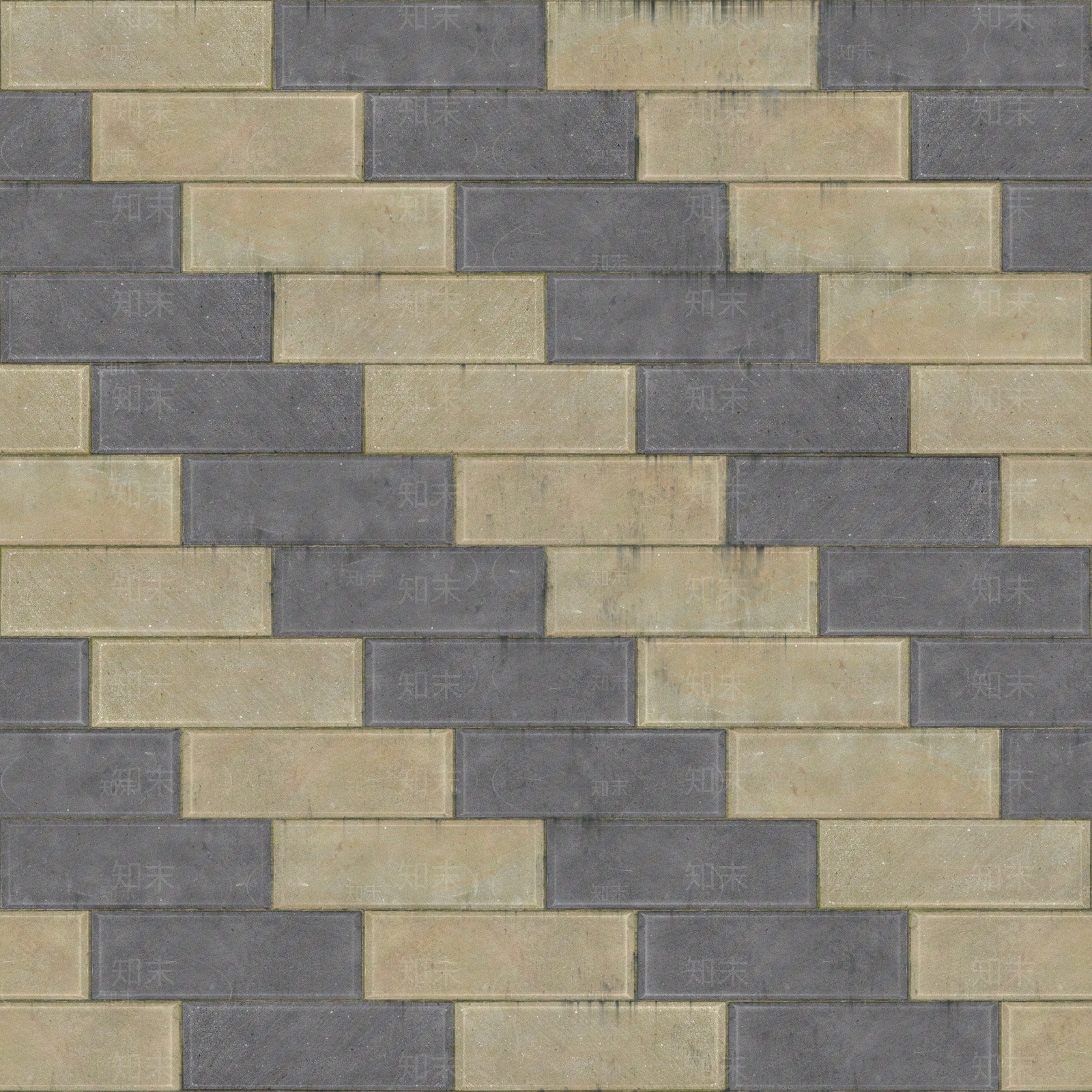 彩色砖墙黄色砖灰砖人行道砖透水砖贴图下载【ID:1142283283】