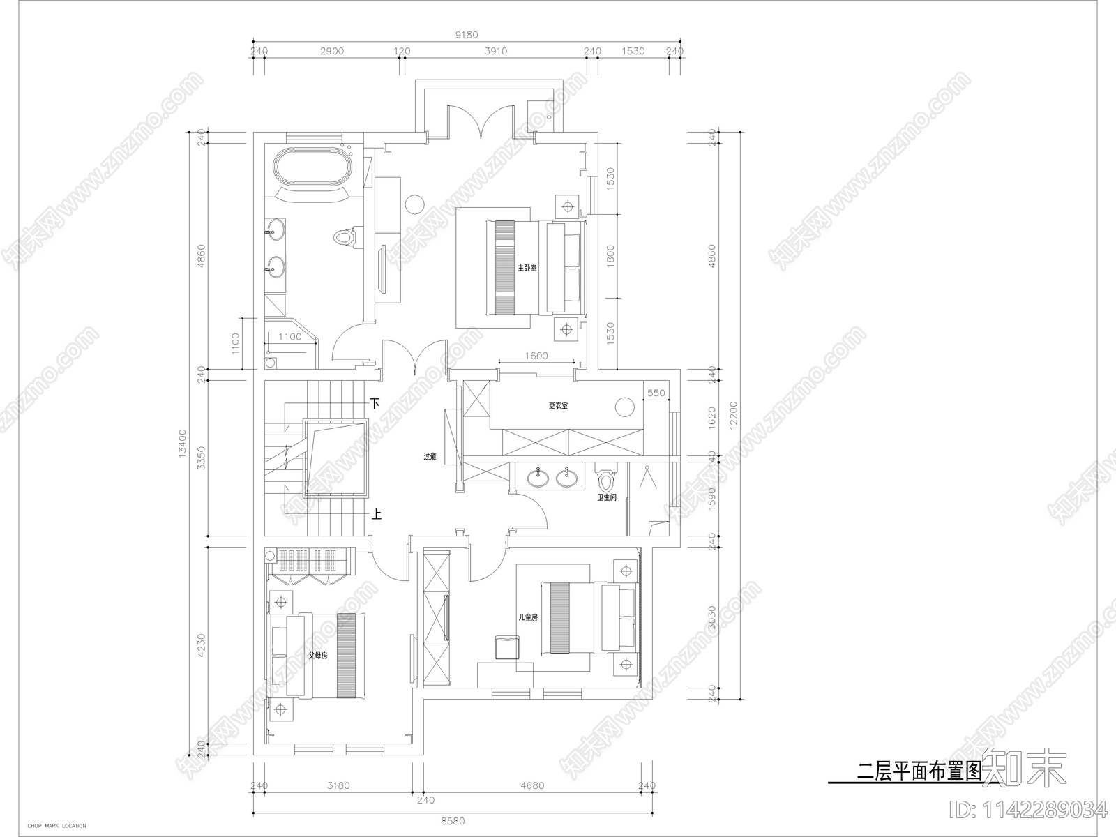 别墅室内装修cad施工图下载【ID:1142289034】