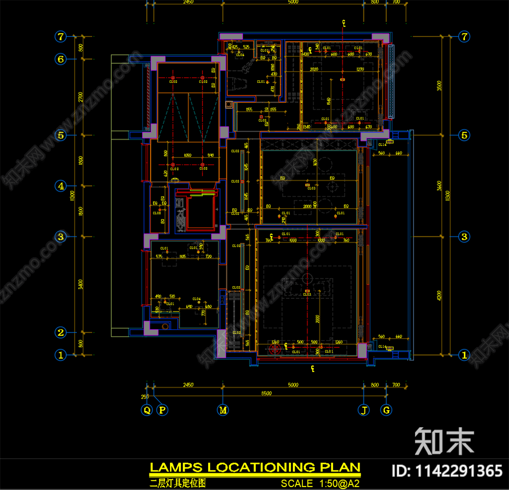 绿城合院别墅室内装修cad施工图下载【ID:1142291365】