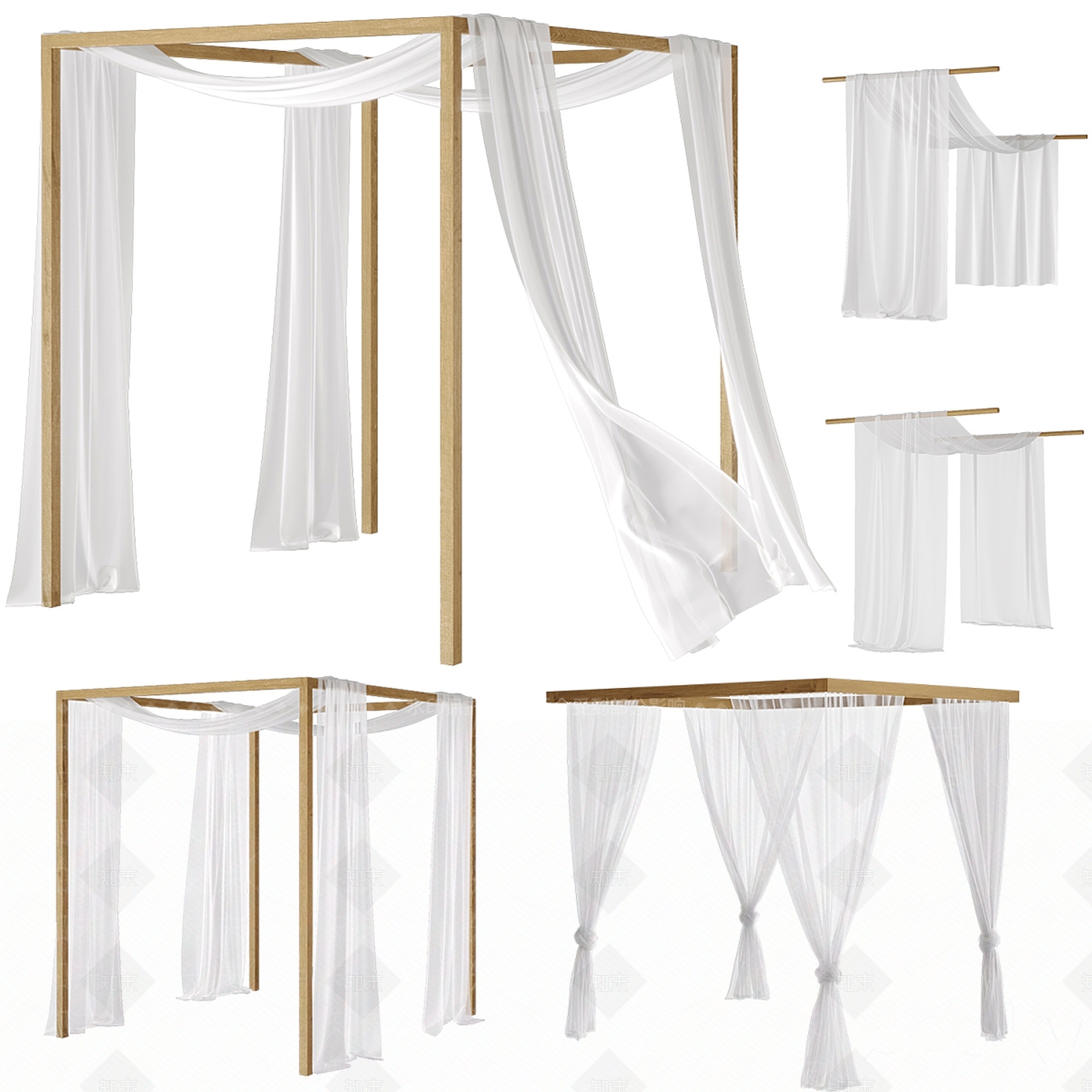 现代床品蚊帐3D模型下载【ID:1142293355】