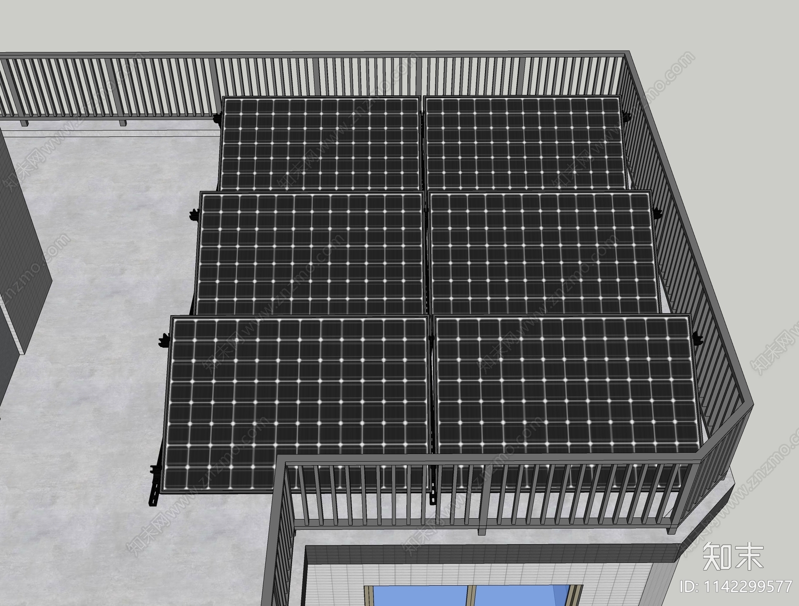 住宅太阳能光伏板SU模型下载【ID:1142299577】