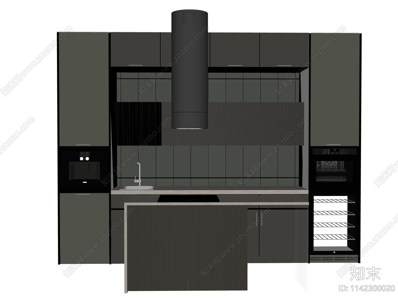 现代开放式厨房SU模型下载【ID:1142300020】