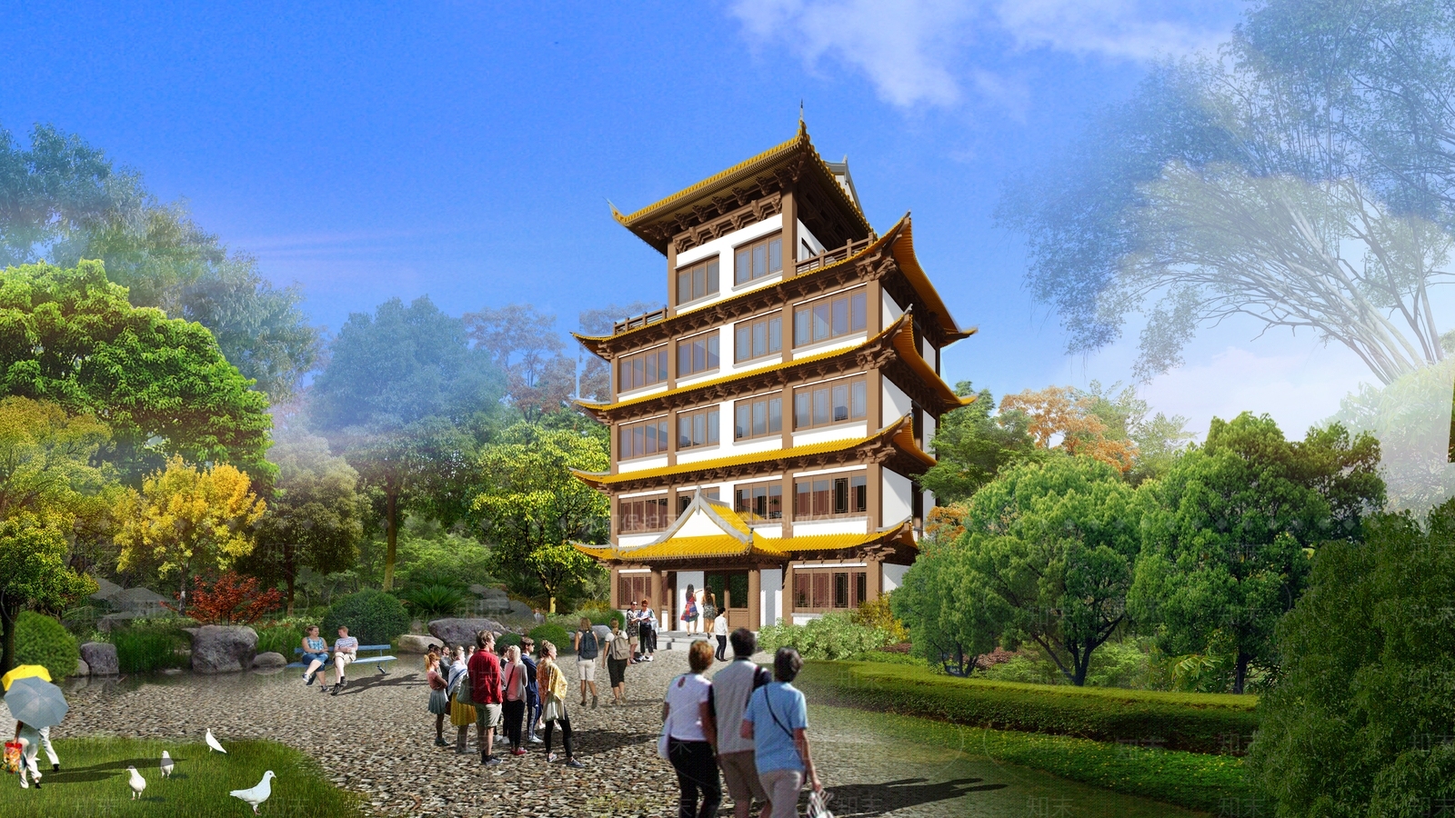 新中式瞭望塔SU模型下载【ID:1142319615】
